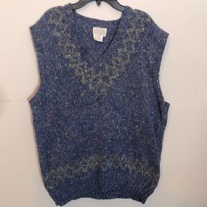 Q8 VINTAGE SOUTH CHANNEL SWEATER VEST 15% WOOL BLUE MULTICOLOR SZ XL (2 FOR $10)